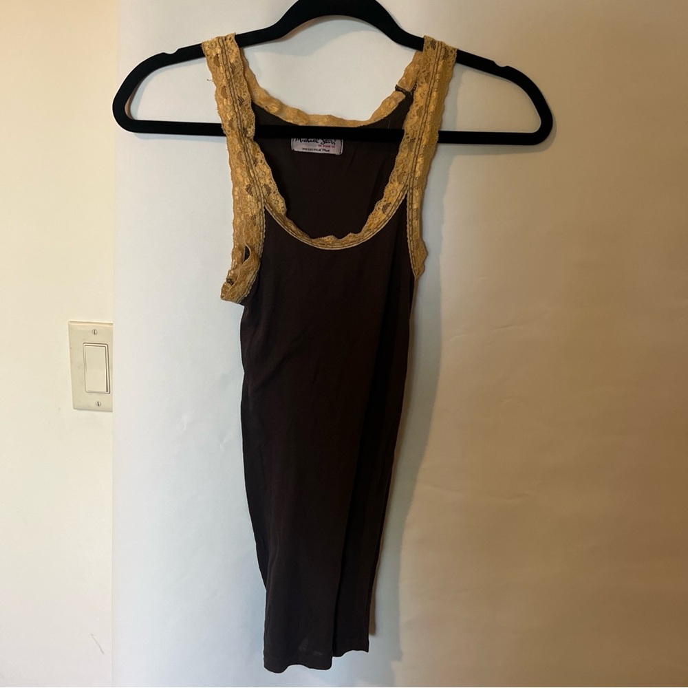 Michael Stars Butter  Soft Cotton Knit With Lace Trim tank